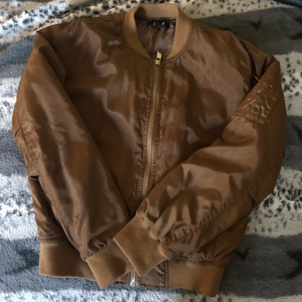 Dark Camel Brown Bomber Jacket